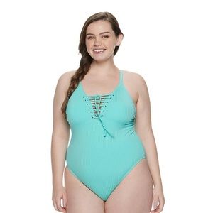 Teal Ribbed One Piece